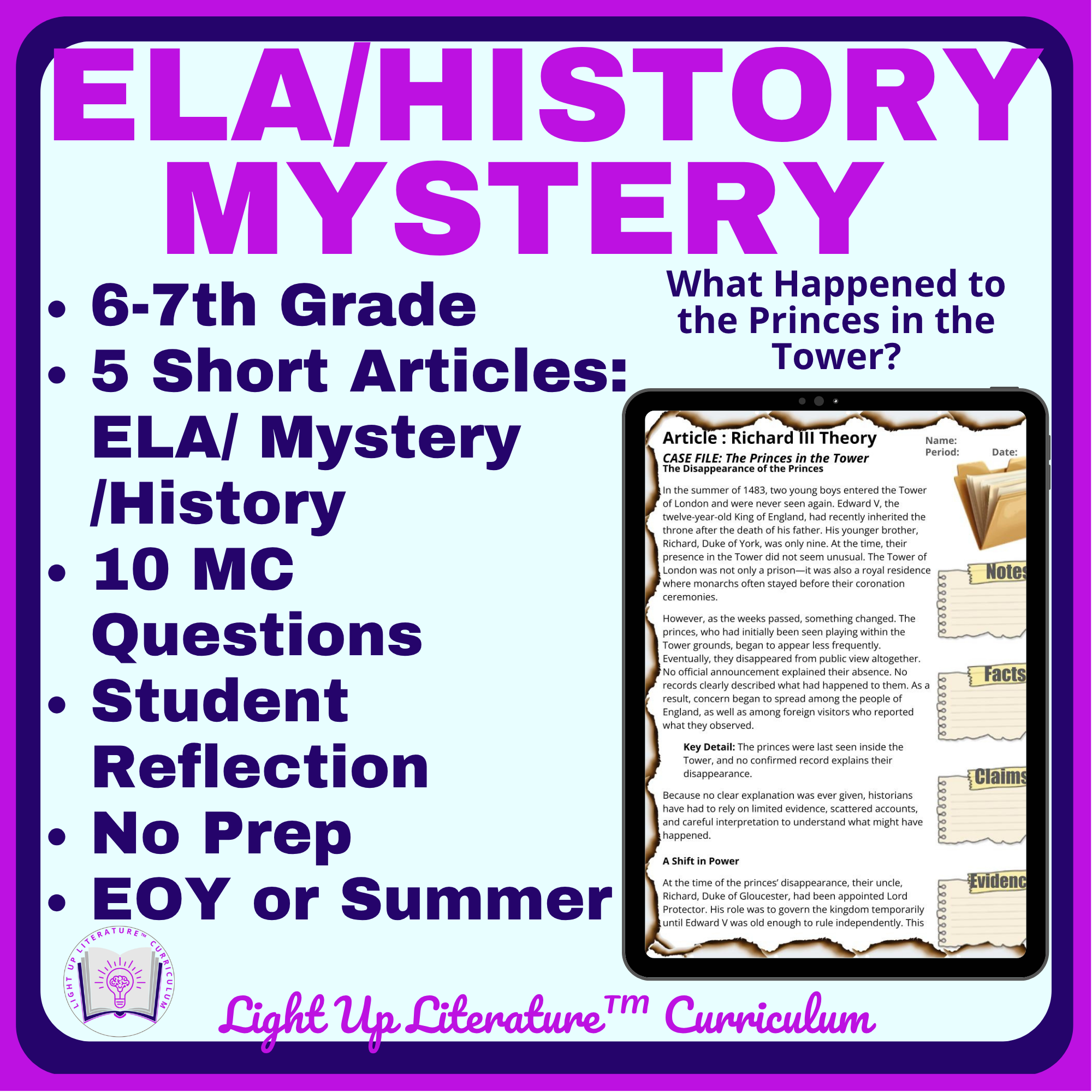 7th–8th Grade Reading Comprehension Mystery | Sleep & Memory | Text Evidence No Prep