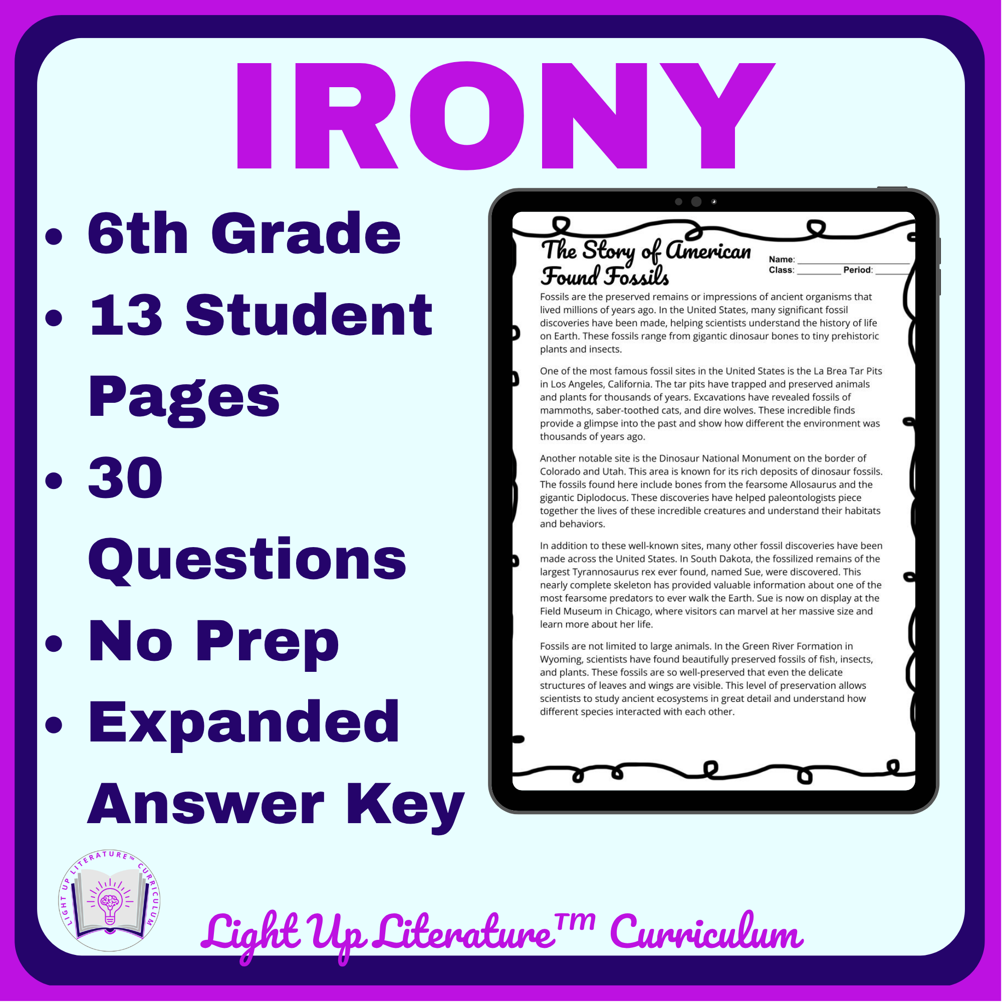 Recognizing Irony Mini-Unit | Figurative Language Grades 6–8 | Light Up Literature
