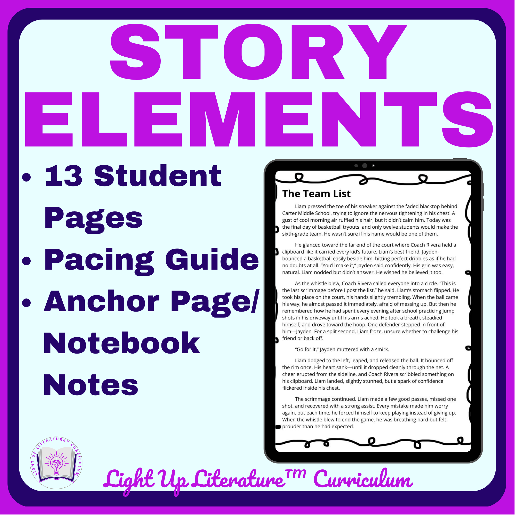 6th Grade Story Elements Mini-Unit | RL.6.3 No-Prep Fiction Passages & Answer Keys