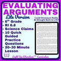 6th Grade Evaluating Arguments Practice RI.6.8 P.R.O.V.E. Method™ No Prep ELA Dinosaur DNA Reading
