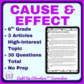 6th Grade Cause & Effect Worksheets — Nonfiction Passages