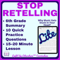 6th Grade Summary Practice Central Idea and Key Details Reading Comprehension Music Structure in Your Head