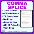 Comma Splice Worksheets Grades 7–8 | No-Prep Grammar