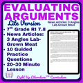 7th Grade Evaluating Arguments Practice Paired Text Same Topic Different POV: News Articles: Lab-Grown Meat
