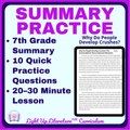 7th Grade Summarizing Practice RI.7.2 No Prep | Why Do People Develop Crushes?