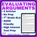 Evaluating Effective Arguments for 7th Graders No Prep ELA Test Prep