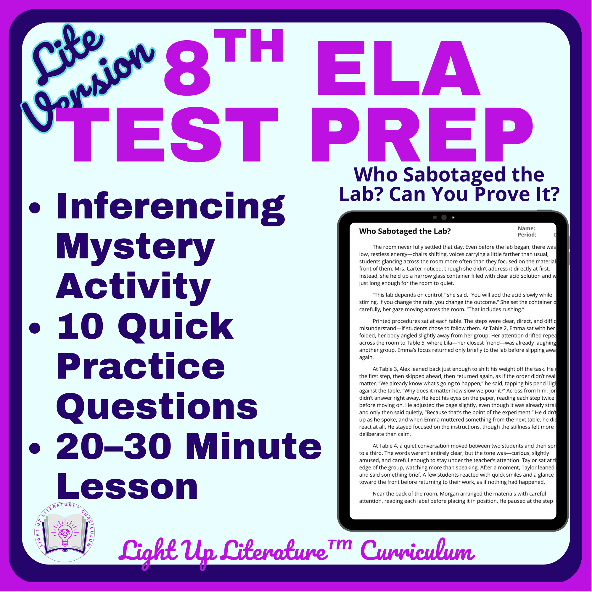 7th–8th Grade Inferencing Mystery Text Evidence Practice RI.7.1 RI.8.1 No Prep ELA