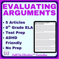 8th Grade Argument Analysis Worksheets | No-Prep ELA | Light Up Literature