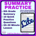 8th Grade Summarizing Nonfiction No Prep Test Prep Practice RI.8.2