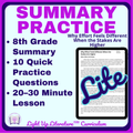 8th Grade Summary Practice RI.8.2 Central Idea & Summary Nonfiction No Prep Effort Feels Different