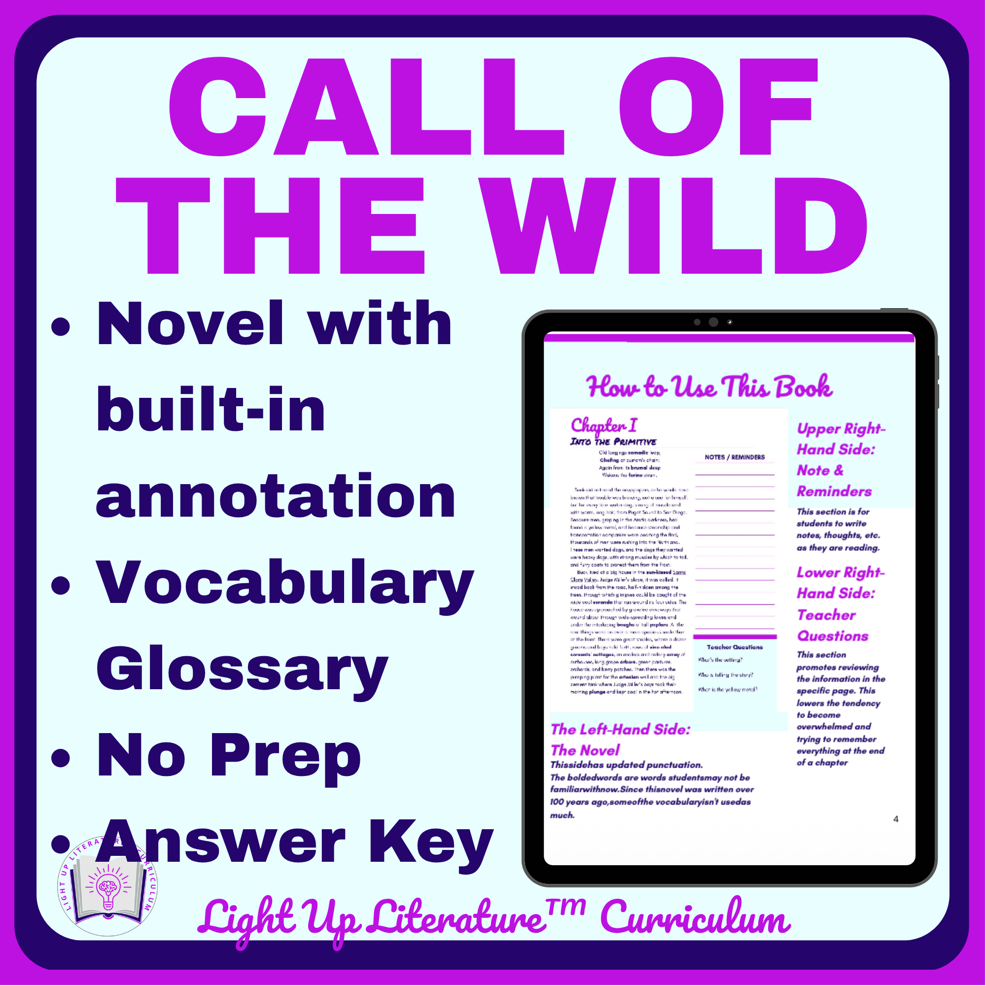 The Call of the Wild Annotated Novel Study | Full Text + 600+ Vocabulary + History | Grades 6–9