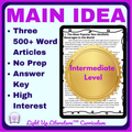 Intermediate Main Idea & Supporting Details | Grades 6–8 | No-Prep Nonfiction ELA | ADHD-Friendly