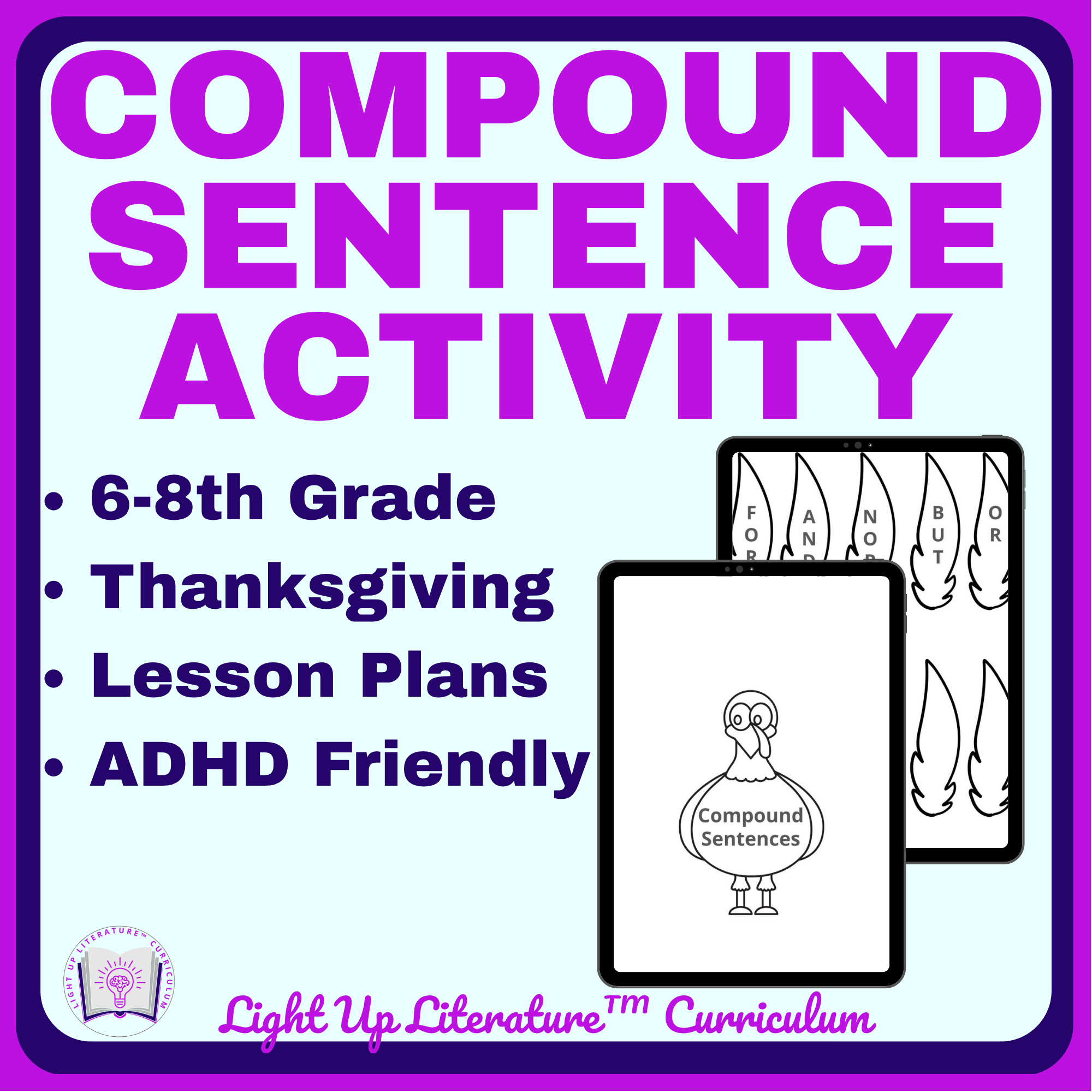 Thanksgiving FANBOYS Craft | Compound Sentences Gr. 6–8 | Light Up Literature
