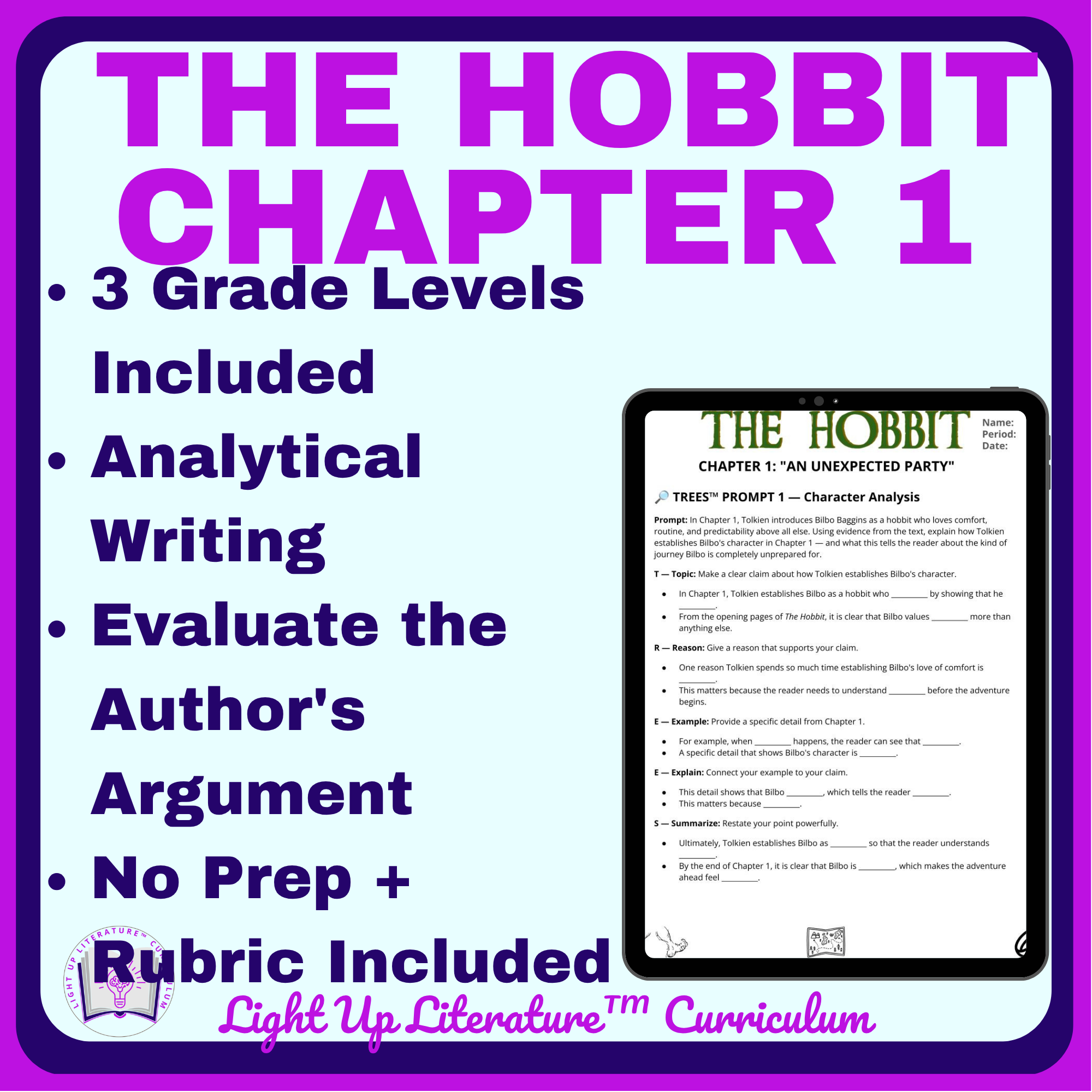 Hobbit Chapter 1 Writing Prompts | Grades 6-8