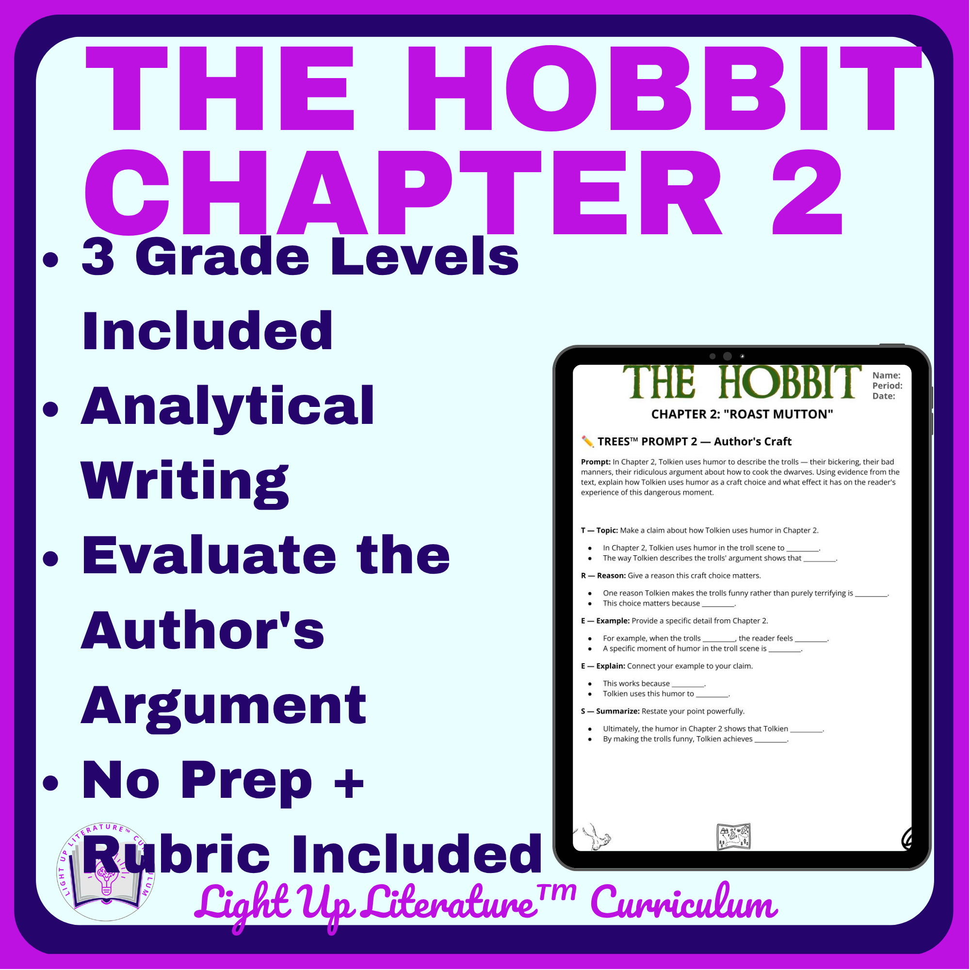 The Hobbit Chapter 2 "Roast Mutton" Writing Prompts | TREES™ + P.R.O.V.E.™ 6-8