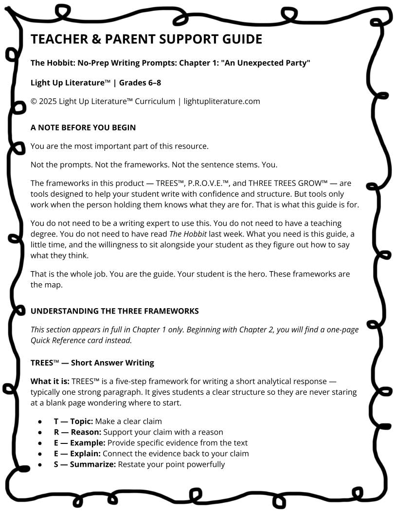 The Hobbit Chapter 3 Writing Prompts | Grades 6–8