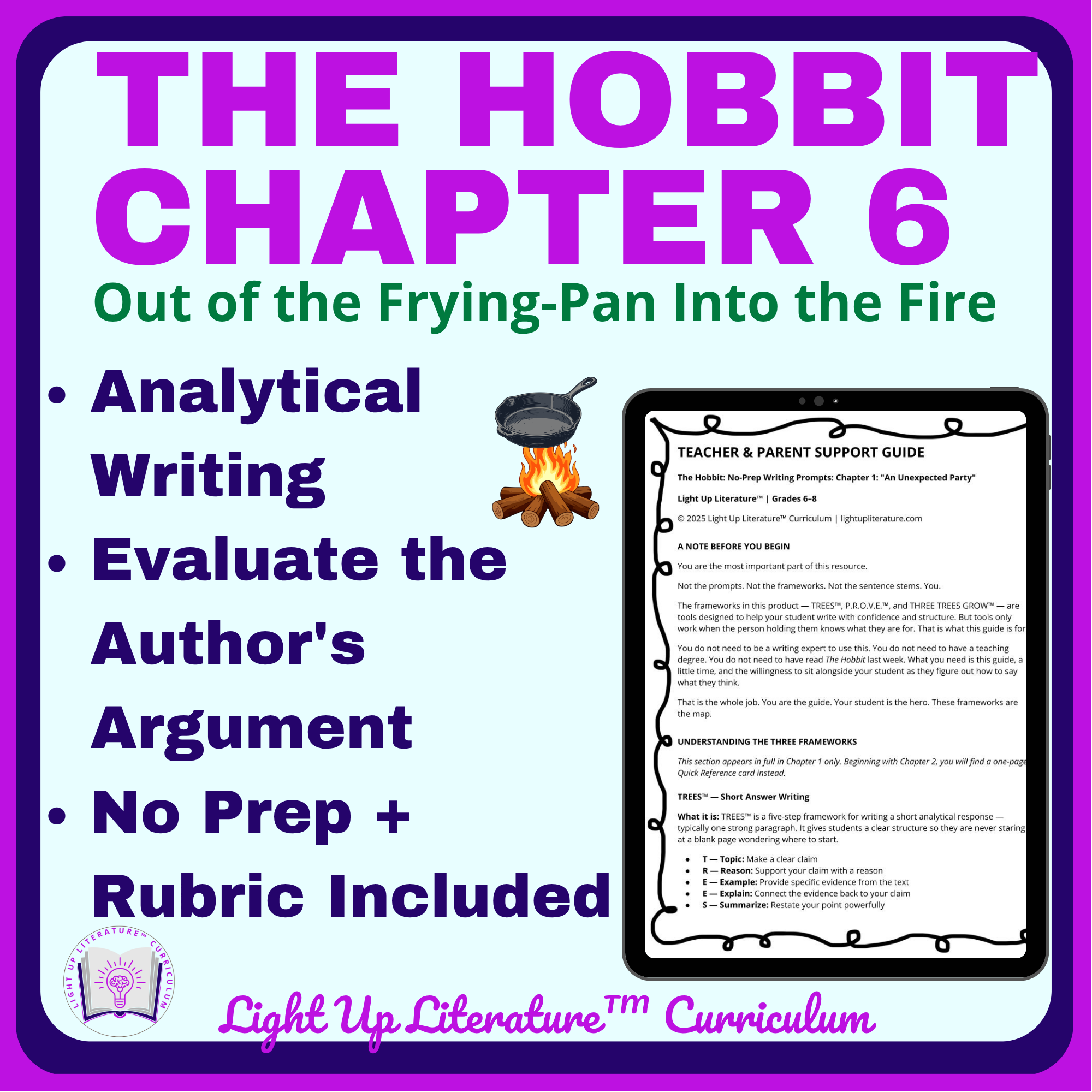 The Hobbit Chapter 6 No Prep Writing Prompts | Grades 6-8