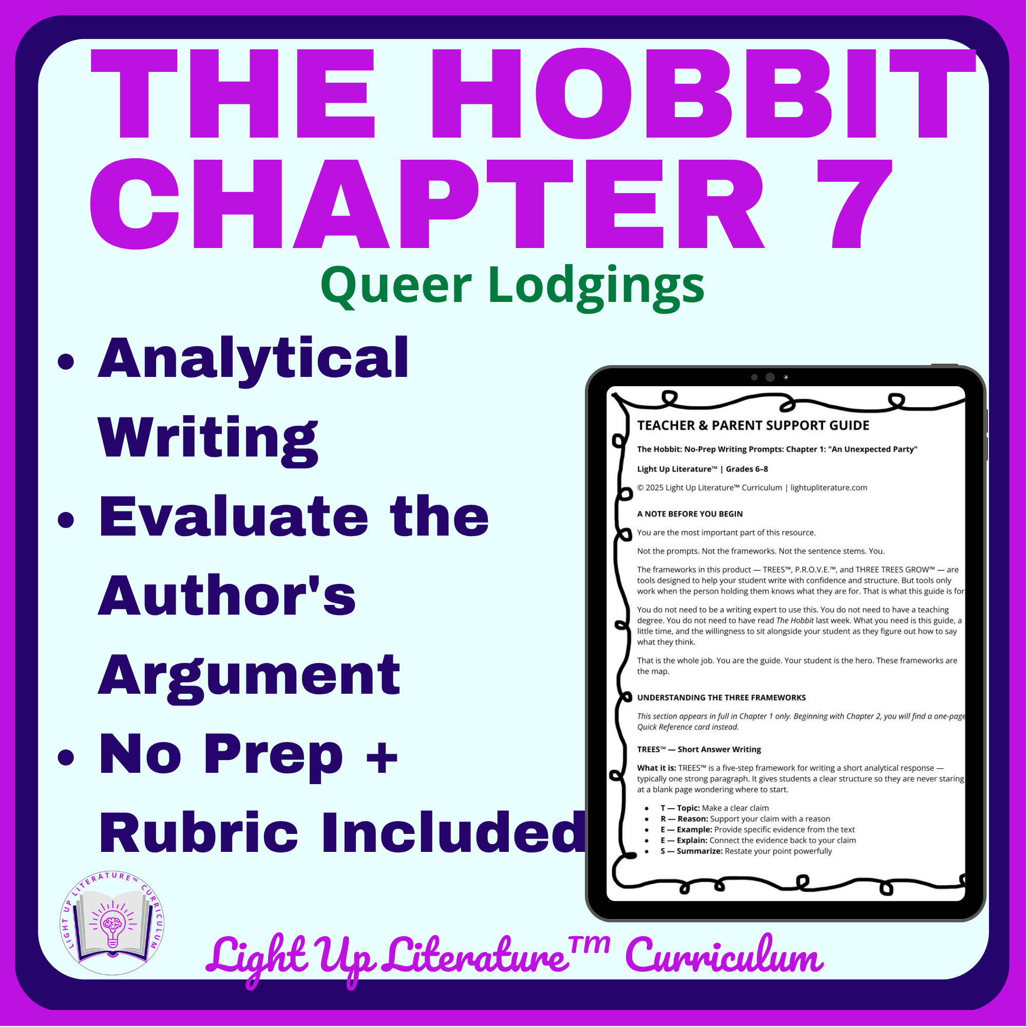 The Hobbit Chapter 7 No Prep Writing Prompts | Queer Lodgings Grades 6-8