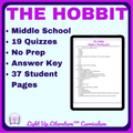 The Hobbit Chapter-by-Chapter Reading Quizzes | 19 Printable Comprehension Assessments | No Prep Middle School ELA