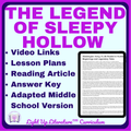 Legend of Sleepy Hollow Halloween Mini-Unit | Middle School ELA Grades 6–8 No Prep