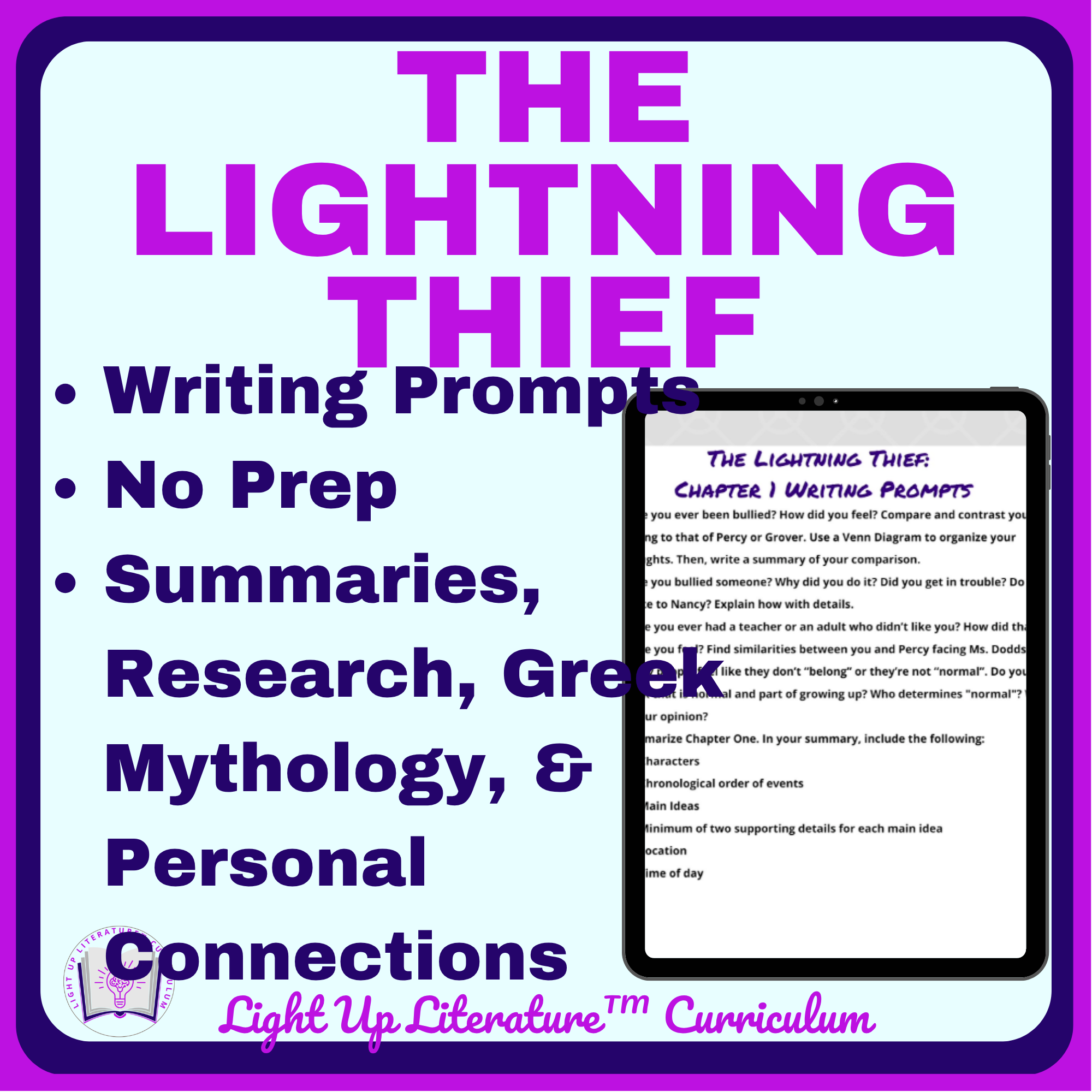 The Lightning Thief Writing Prompts | Light Up Literature