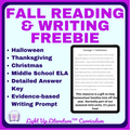Free Fall Holiday ELA Freebie | Halloween Thanksgiving Christmas Grades 6–8
